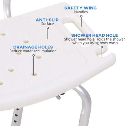 Adjustable Height Bath Chair, Non-Slip Shower Stool, White Bath Chairs at Gallery Canada