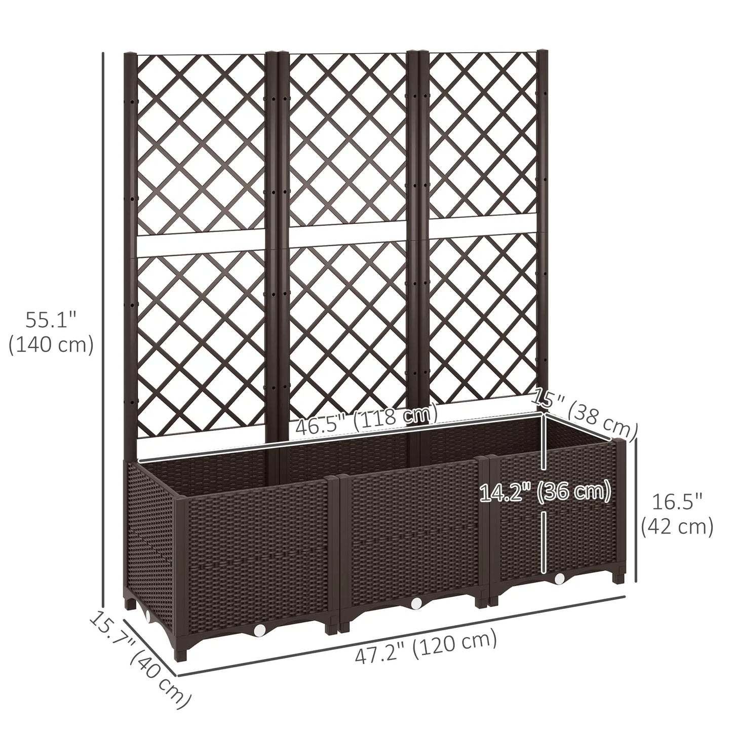 Raised Garden Bed With Trellis, Plastic With Drainage Holes And Plugs Raised Garden Beds at Gallery Canada