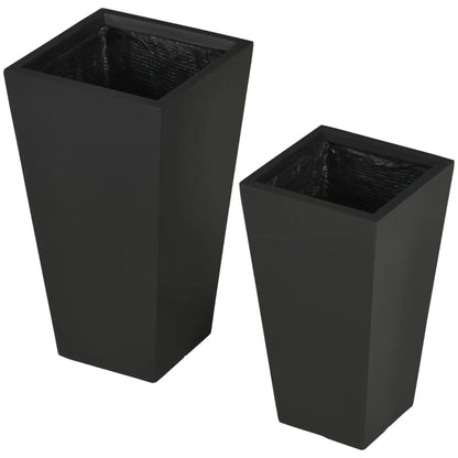 Set of 2 Tall Planters with Drainage Holes, 22" / 18" Outdoor Flower Pots for Patio, Yard, Garden, Black Garden Accessories at Gallery Canada