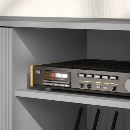 TV Stand for 55 Inch TV, 2 Open Shelves, 2 Cabinets, Grey TV Stands at Gallery Canada