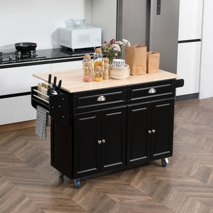 Kitchen Island with Storage, Drop Leaf, Rubber Wood Top, Black Kitchen Islands & Kitchen Carts at Gallery Canada