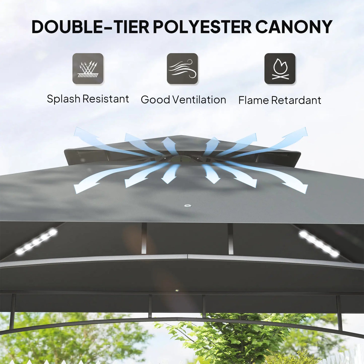 8' x 5' Outdoor Grill Gazebo, Double Tiered With Shelves, Dark Grey BBQ Grill Gazebos at Gallery Canada