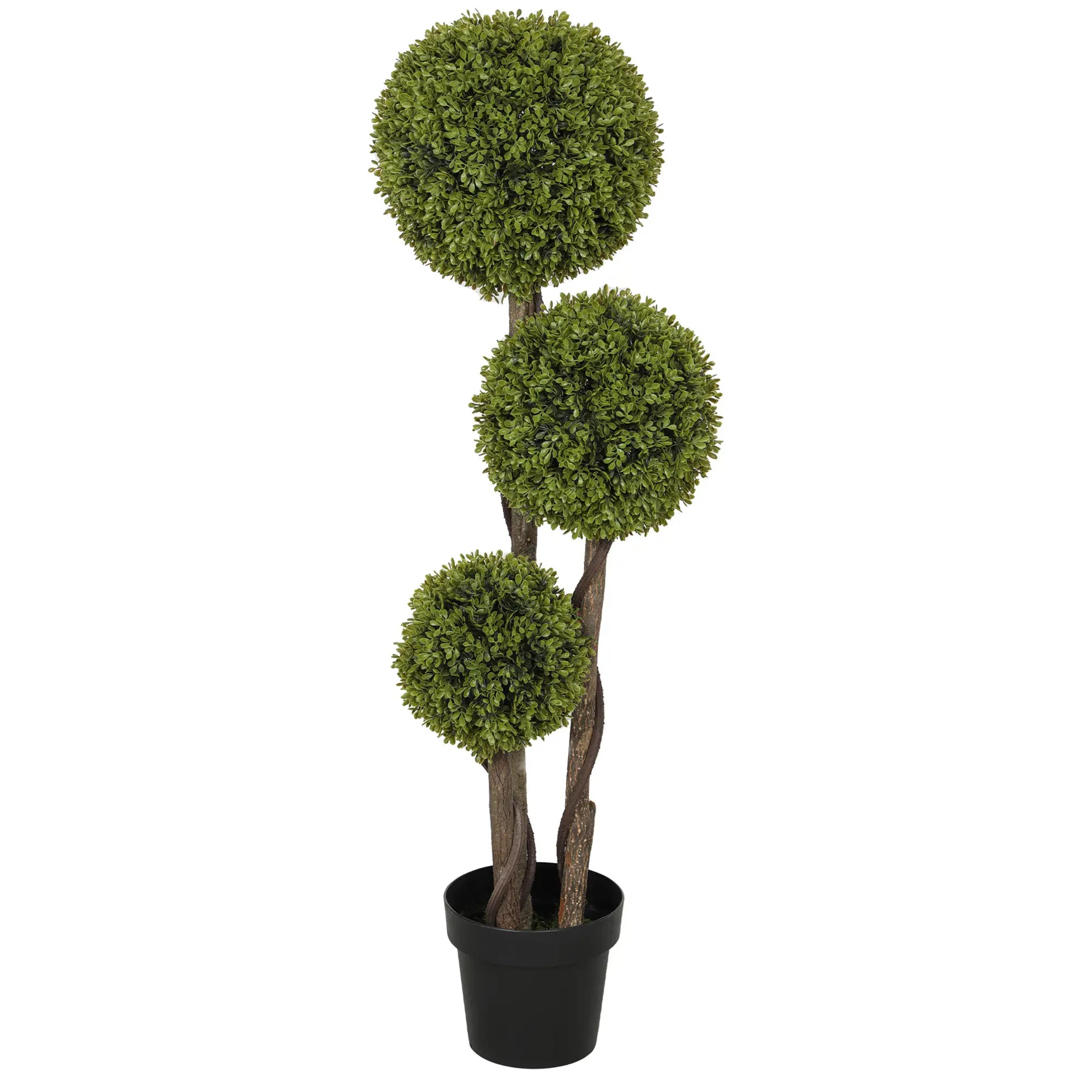 4FT Artificial Boxwood Topiary Tree, Triple Ball, Indoor Outdoor, Green Artificial Trees at Gallery Canada