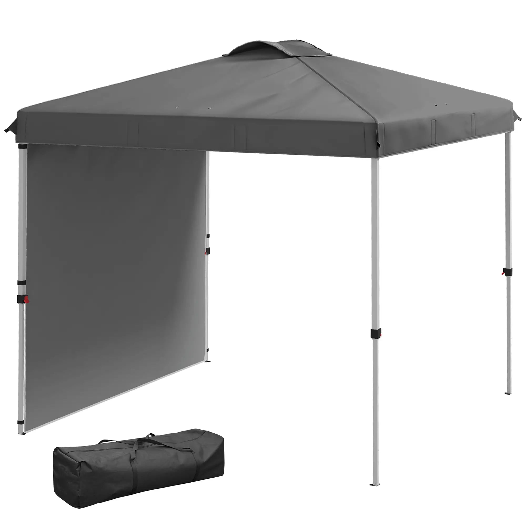 8 x 8 ft Pop Up Canopy, Adjustable Height, Sidewall, Carry Bag, Dark Grey Pop Up Canopies at Gallery Canada