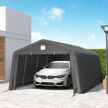12' x 20' Portable Garage, Heavy Duty Carport, Dark Grey Car Shelters at Gallery Canada