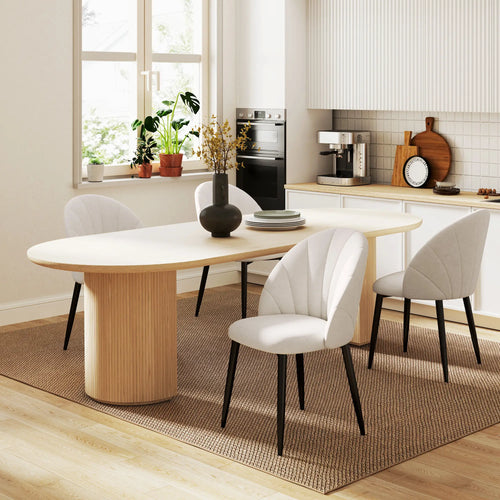 Modern Dining Chairs Set of 4, Upholstered, Metal Legs, Cream White