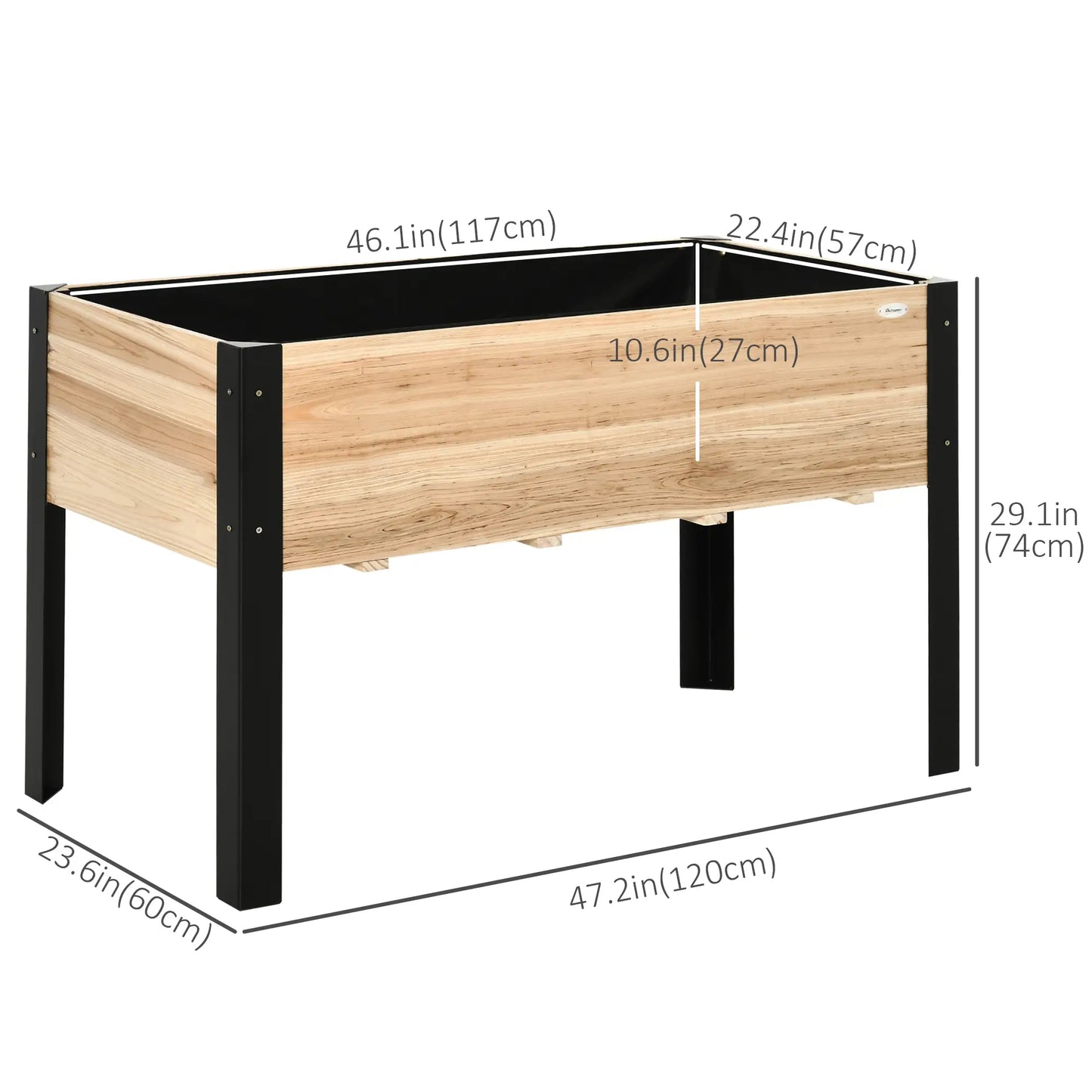 Raised Garden Bed, Elevated Planter Box, 47x24x29, Metal Frame, Wooden Pot Elevated Garden Beds at Gallery Canada