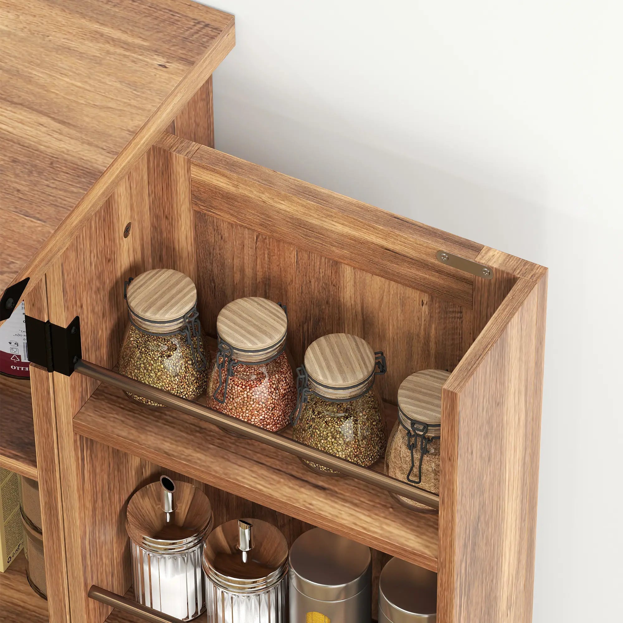 47 Inch Kitchen Pantry Cabinet, Adjustable Shelves, Brown Kitchen Pantry Cabinets at Gallery Canada