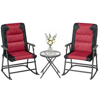 3pc Patio Rocking Chair Set, Foldable, Outdoor, Red Outdoor Rocking Chairs Red, Black at Gallery Canada