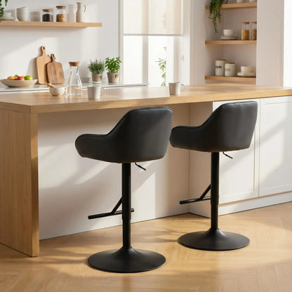 Swivel Counter Height Bar Stools Set of 2, Adjustable Height, Black Bar Stools at Gallery Canada