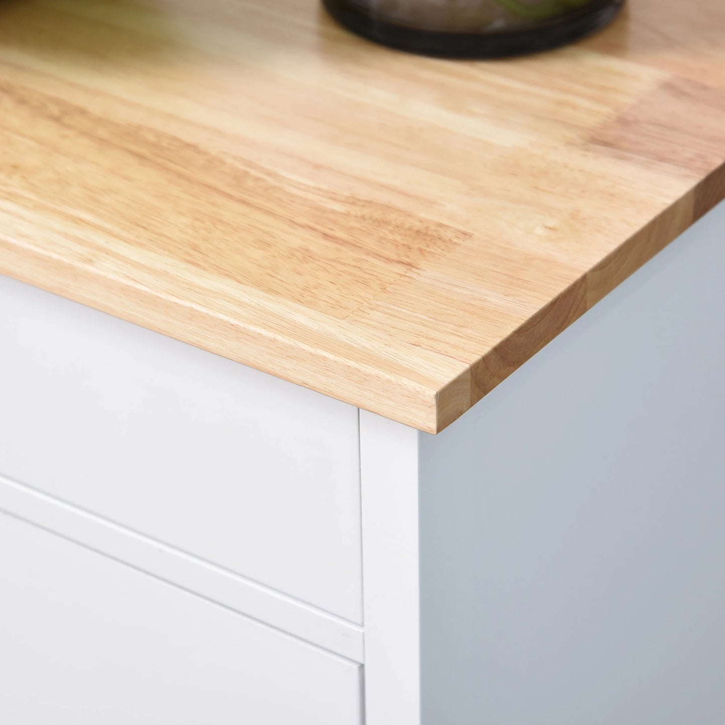 Modern Rolling Kitchen Island Cart, Natural Wood Top, White Kitchen Islands & Kitchen Carts at Gallery Canada