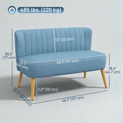 2 Seat Sofa, Upholstered Loveseat With Rubber Wood Legs, Blue 2-Seater Sofas at Gallery Canada