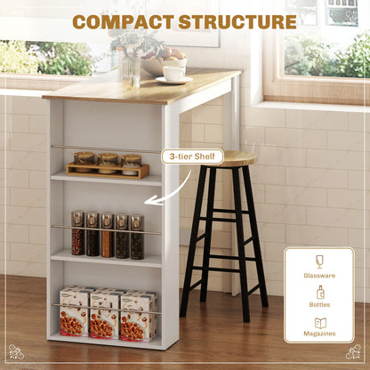 Modern Bar Table, 3 Storage Shelves, Kitchen Dining Room, White Bar Tables & Dining Tables at Gallery Canada