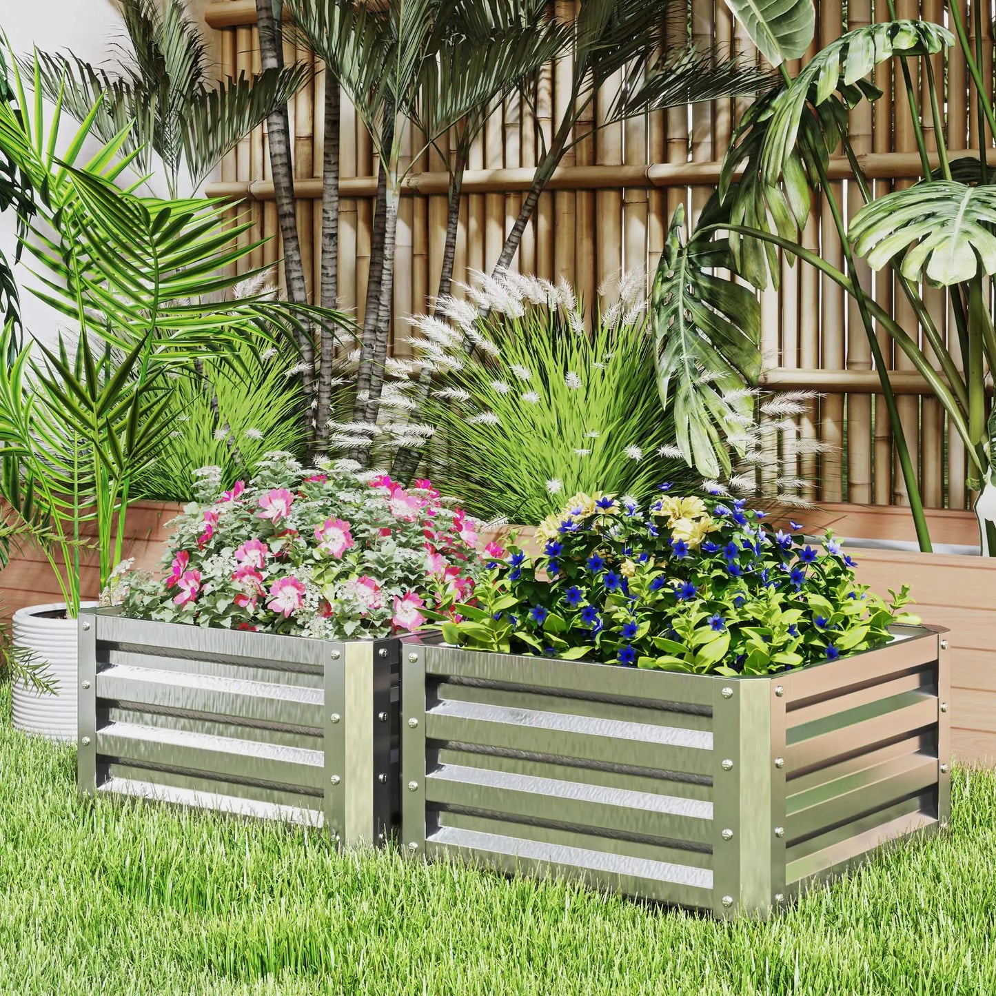 2' x 2' x 1' Raised Garden Bed, Galvanised Steel Frame, Vegetables, Flowers, Herbs, Silver Raised Garden Beds at Gallery Canada