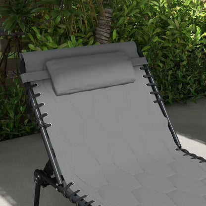 Folding Chaise Lounge, Reclining Back, 25.6" x 74" x 14.2", Grey Lounger Chairs at Gallery Canada