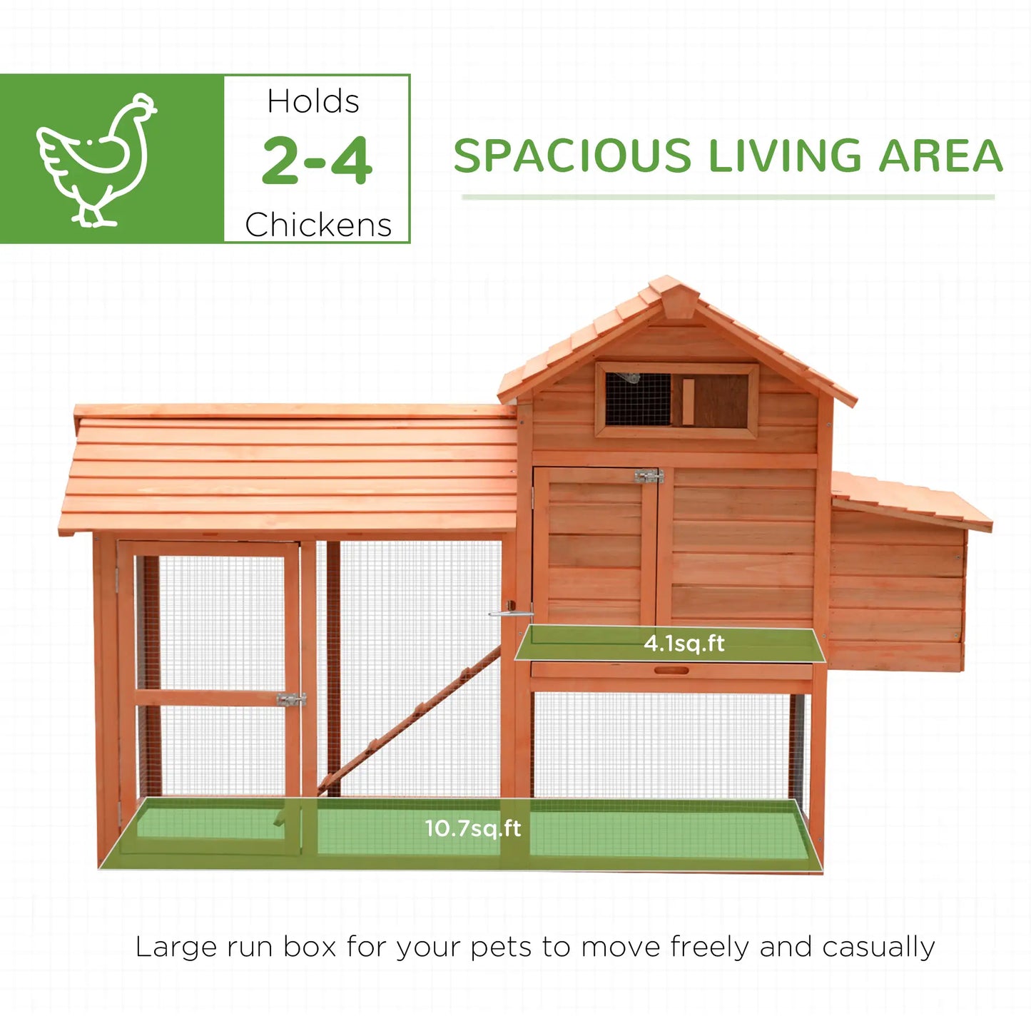 82" Wooden Chicken Coop, Rabbit Hutch, Poultry Cage with Run Chicken Coops at Gallery Canada