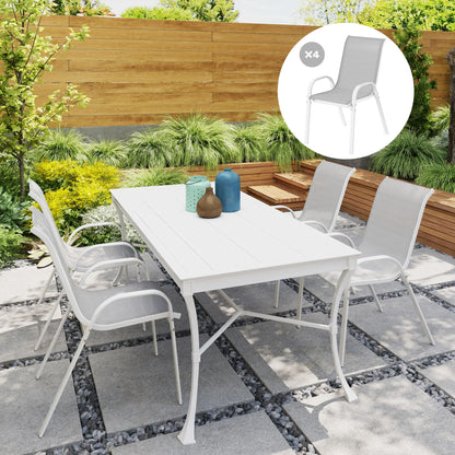 Outdoor Dining Chairs, Stackable With High Back, Breathable Mesh Seat, White Outdoor Dining Sets at Gallery Canada