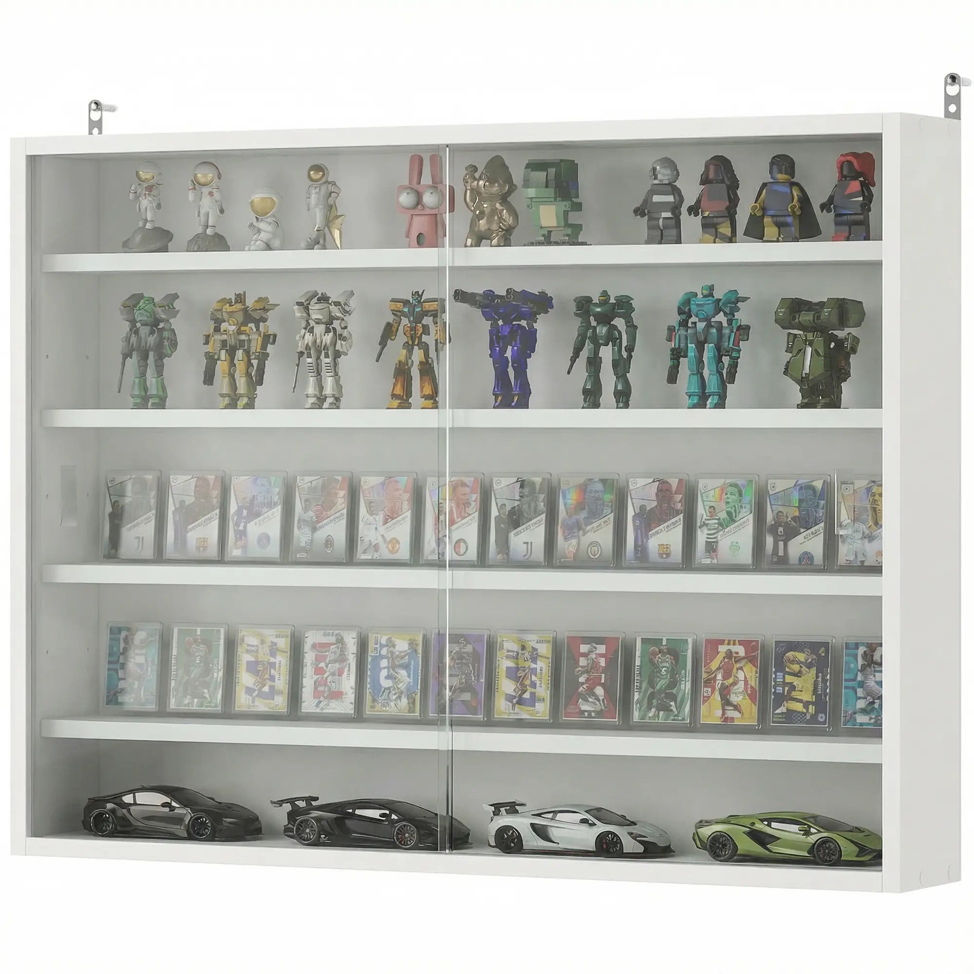 5-storey Display Cabinet, Shot Glass Display Case, Glass Curio Cabinet with 2 Glass Doors and 4 Adjustable Shelves, White Display Bookshelves White at Gallery Canada