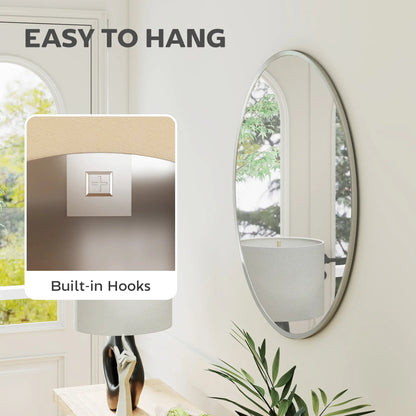 24" Round Wall Mirror, Modern Decorative Mirror For Bedroom Living Room, Silver Wall Mirrors at Gallery Canada