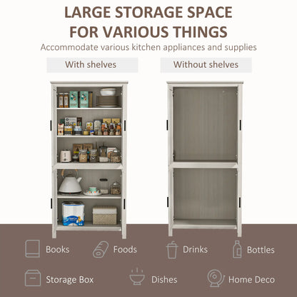 64" Kitchen Pantry Cabinet, 4 Doors, 3 Adjustable Shelves, Antique White, White Kitchen Pantry Cabinets at Gallery Canada