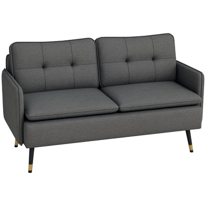 Modern 55" Loveseat, Fabric Sofa, Button Tufted Back, Steel Legs, Dark Grey 2-Seater Sofas at Gallery Canada