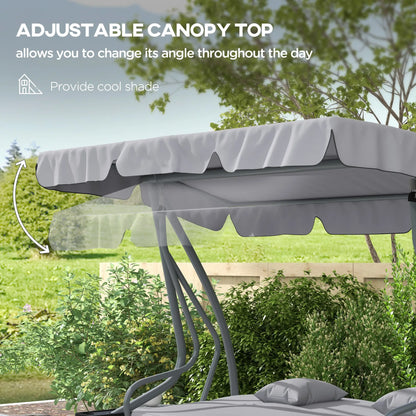 3-Seater Patio Swing Chair, Adjustable Canopy, 2 Pillows, Light Grey Porch Swings with Canopy at Gallery Canada