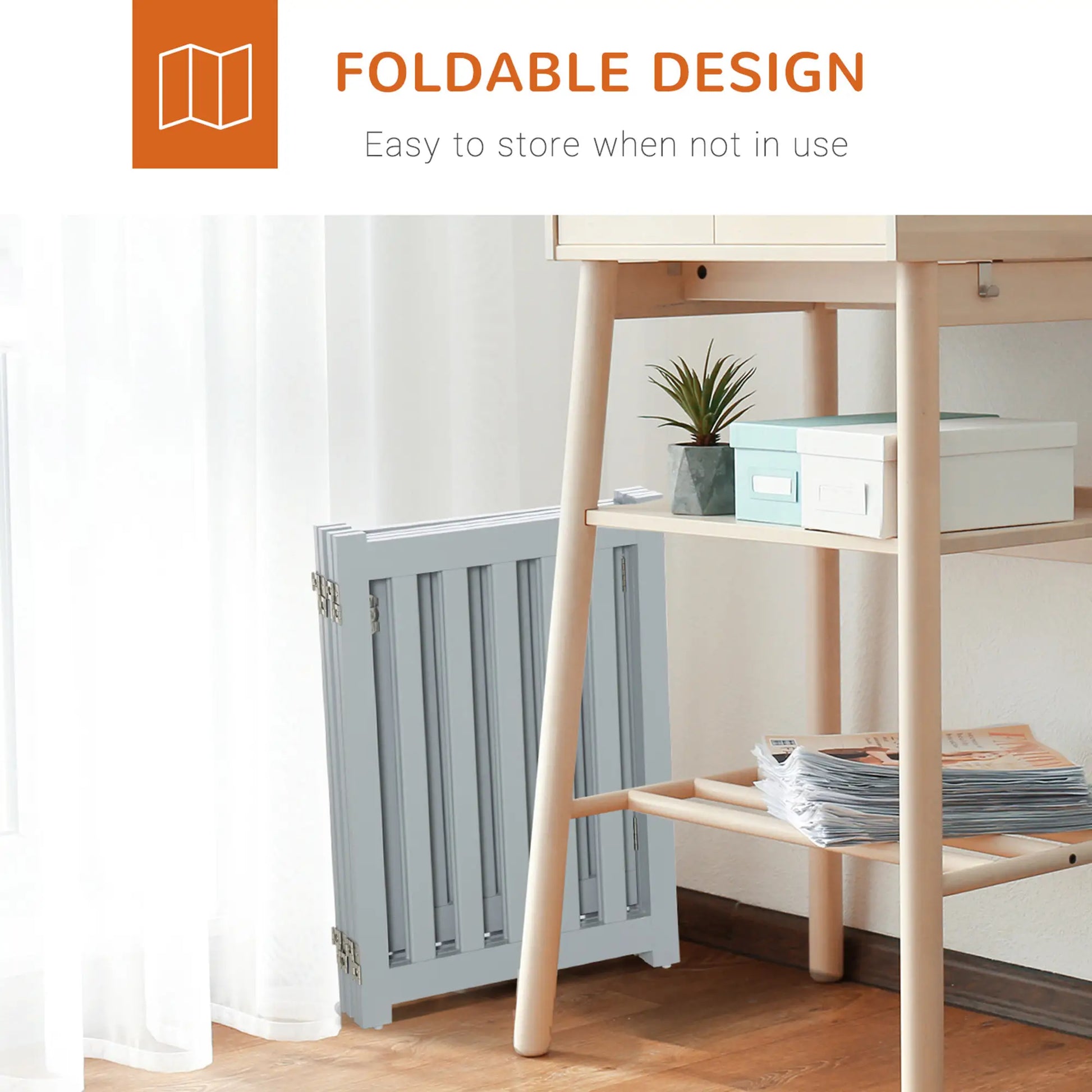 23.5"H Foldable Dog Gate with Door, 4 Panels, Grey Houses, Kennels & Pens at Gallery Canada