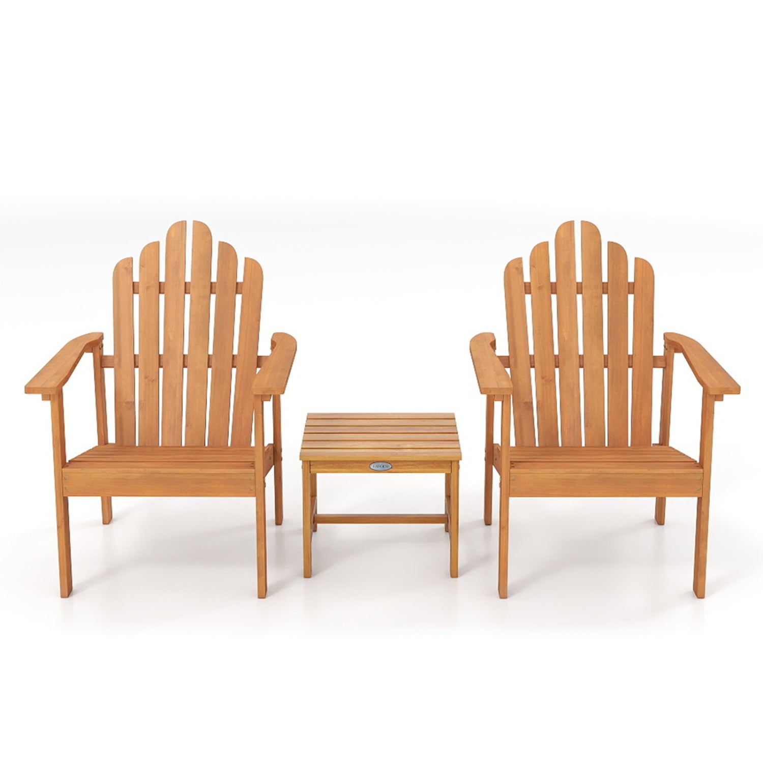Stackable Adirondack Chair Set of 2 with Side Table, Natural Patio Conversation Sets at Gallery Canada