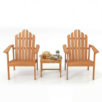 Stackable Adirondack Chair Set of 2 with Side Table, Natural Patio Conversation Sets at Gallery Canada