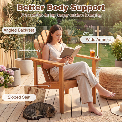 Stackable Adirondack Chair Set of 2 with Side Table, Natural Patio Conversation Sets at Gallery Canada