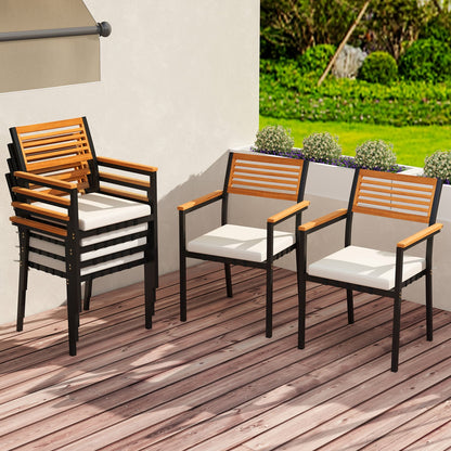 Stackable Patio Dining Chairs Set of 6 with Cushions Patio Dining Sets at Gallery Canada