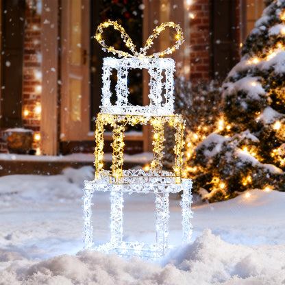 Stacked Lighted Gift Boxes, Set Of 3, Pre-Lit Christmas Present Box Lights Christmas Decor & Accessories at Gallery Canada