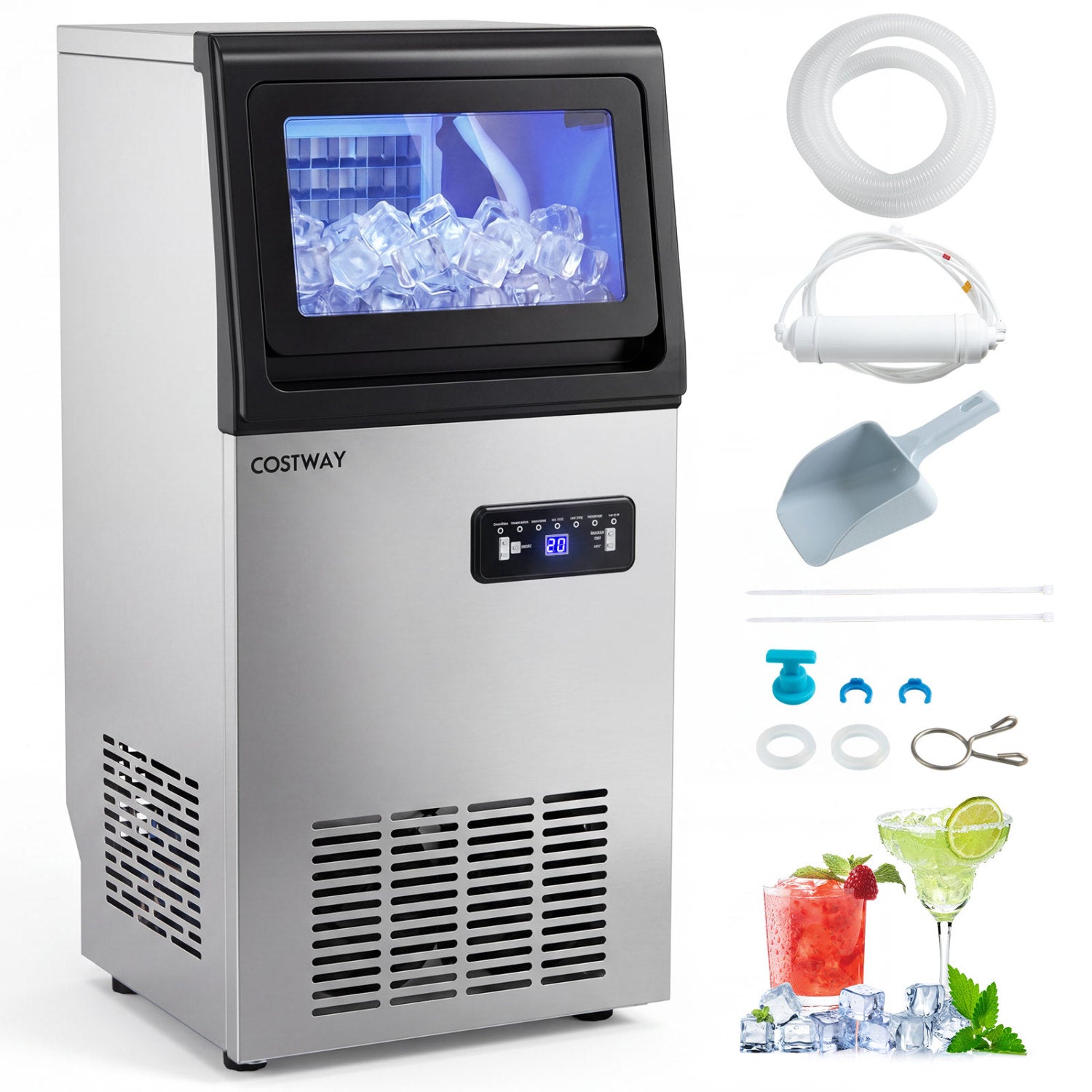 Commercial Ice Maker, Stainless Steel, 110 lbs/24H Ice Makers Silver & Black at Gallery Canada
