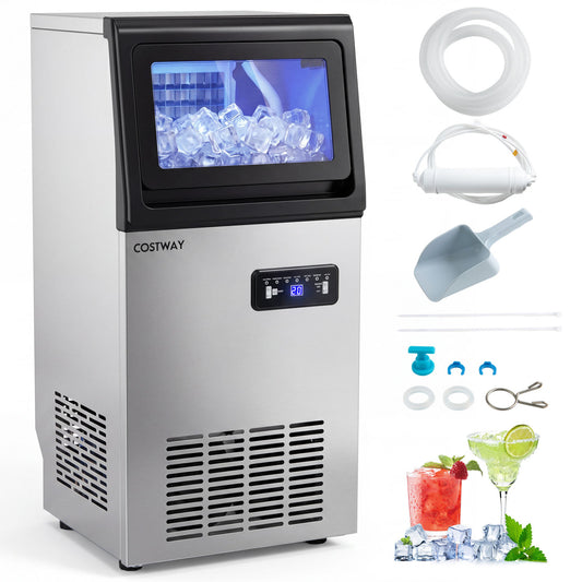 Commercial Ice Maker, Stainless Steel, 110 lbs/24H Ice Makers Silver & Black at Gallery Canada