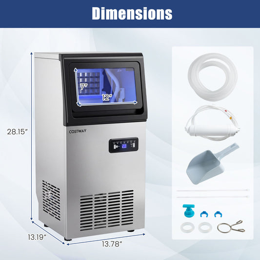 Commercial Ice Maker, Stainless Steel, 110 lbs/24H Ice Makers Silver & Black at Gallery Canada