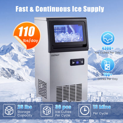 Commercial Ice Maker, Stainless Steel, 110 lbs/24H Ice Makers at Gallery Canada