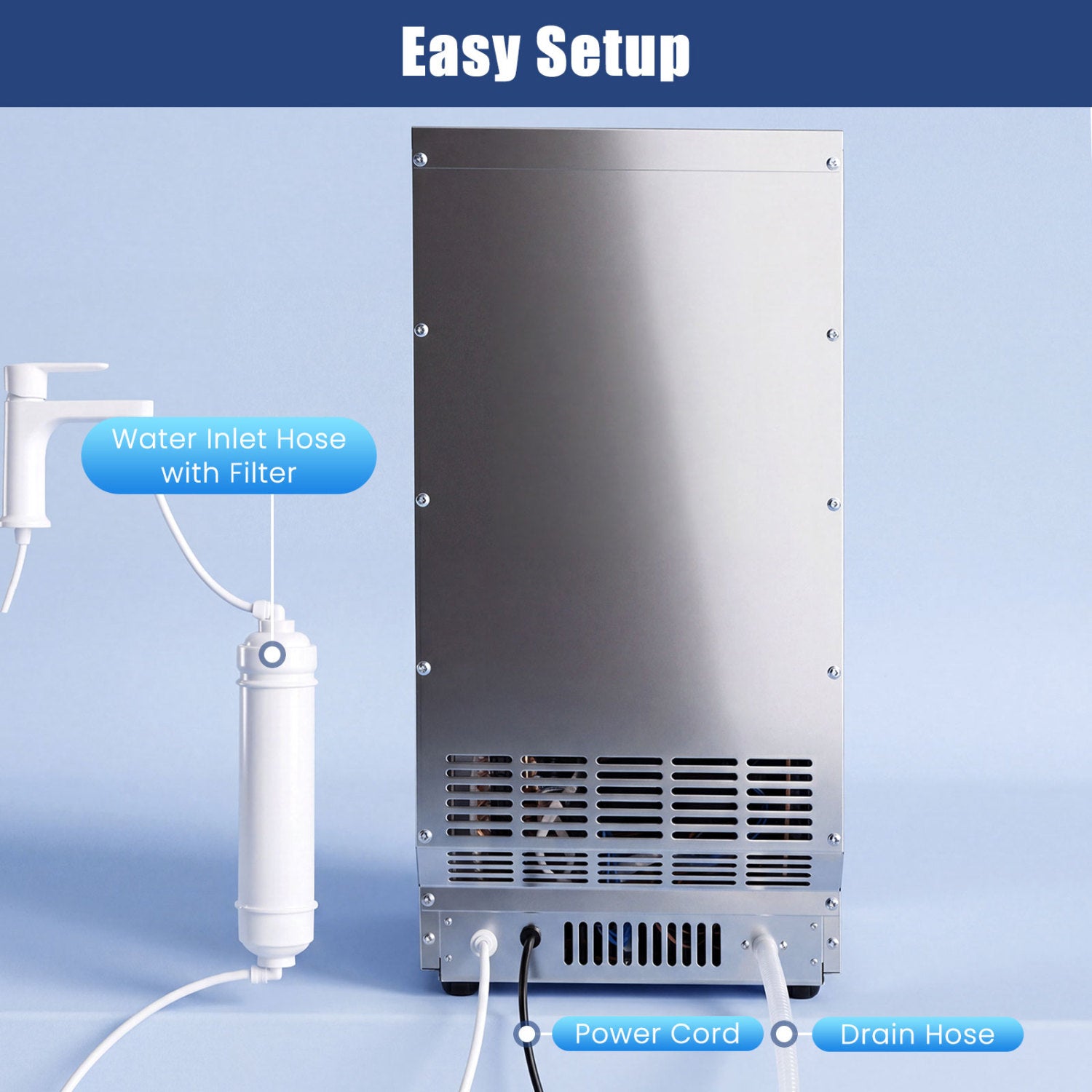 Commercial Ice Maker, Stainless Steel, 110 lbs/24H Ice Makers at Gallery Canada