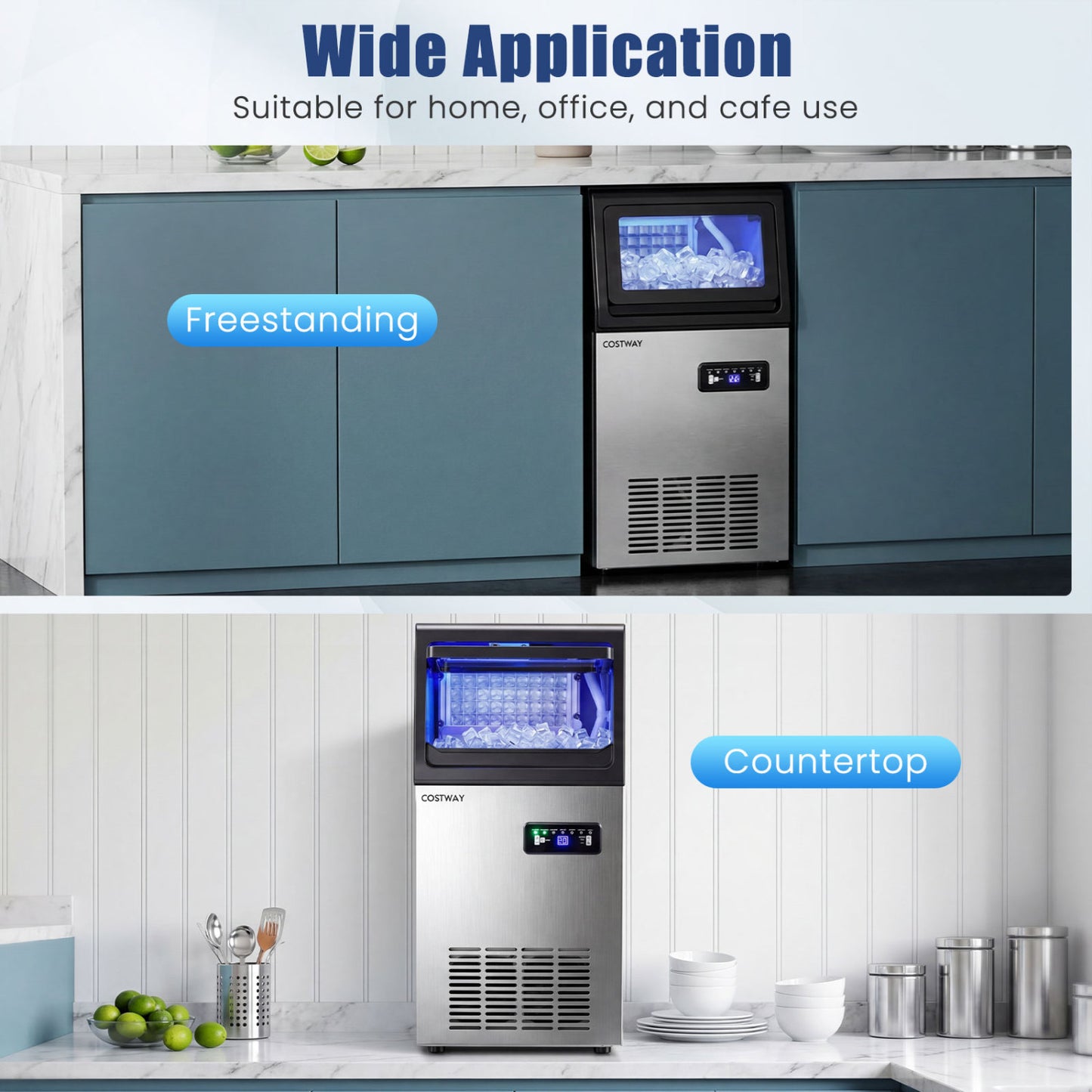 Commercial Ice Maker, Stainless Steel, 110 lbs/24H Ice Makers at Gallery Canada
