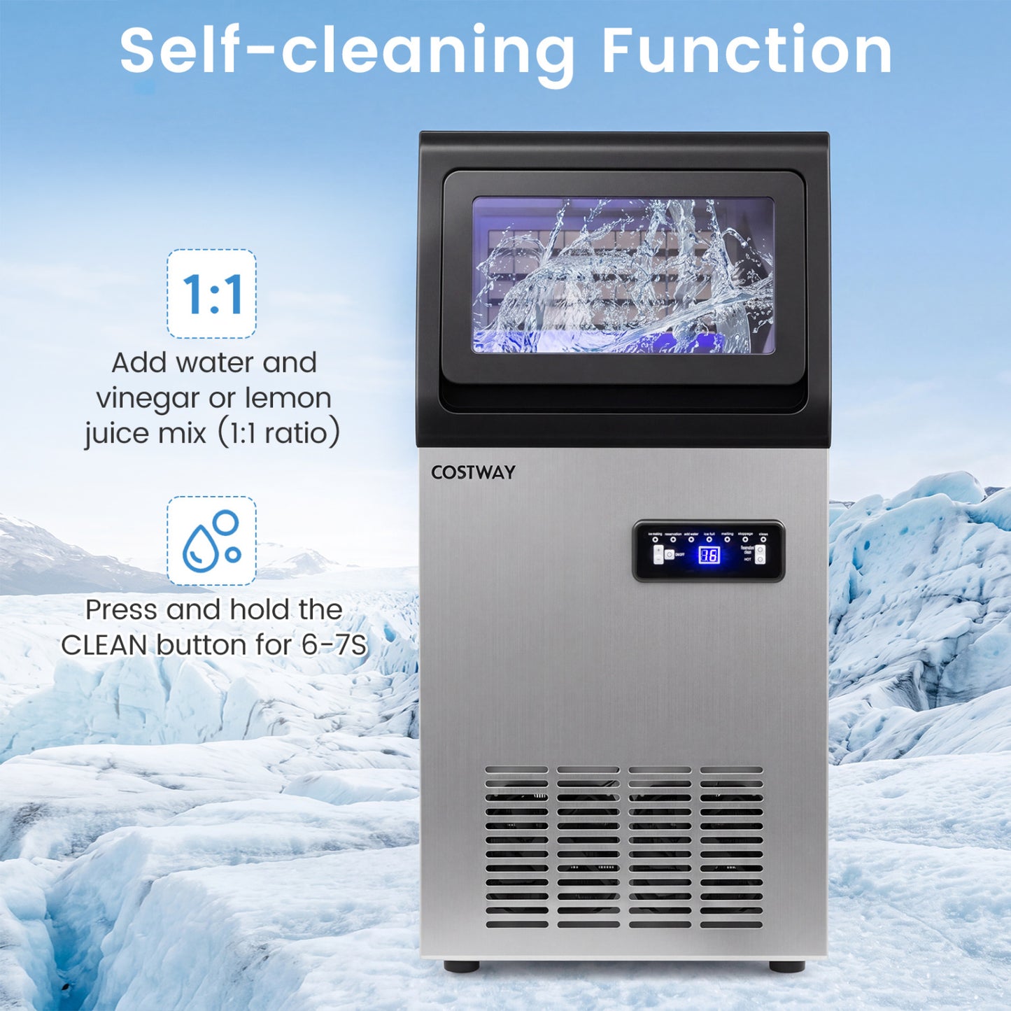 Commercial Ice Maker, Stainless Steel, 110 lbs/24H Ice Makers at Gallery Canada