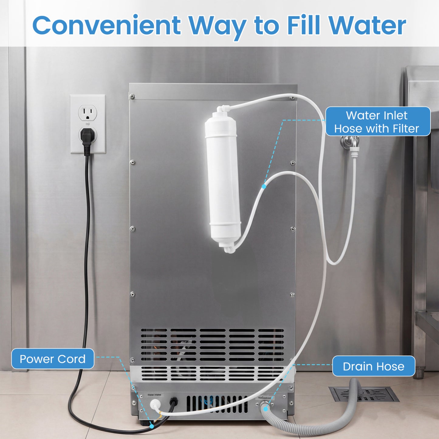 Commercial Ice Maker, Stainless Steel, 110 lbs/24H Ice Makers at Gallery Canada