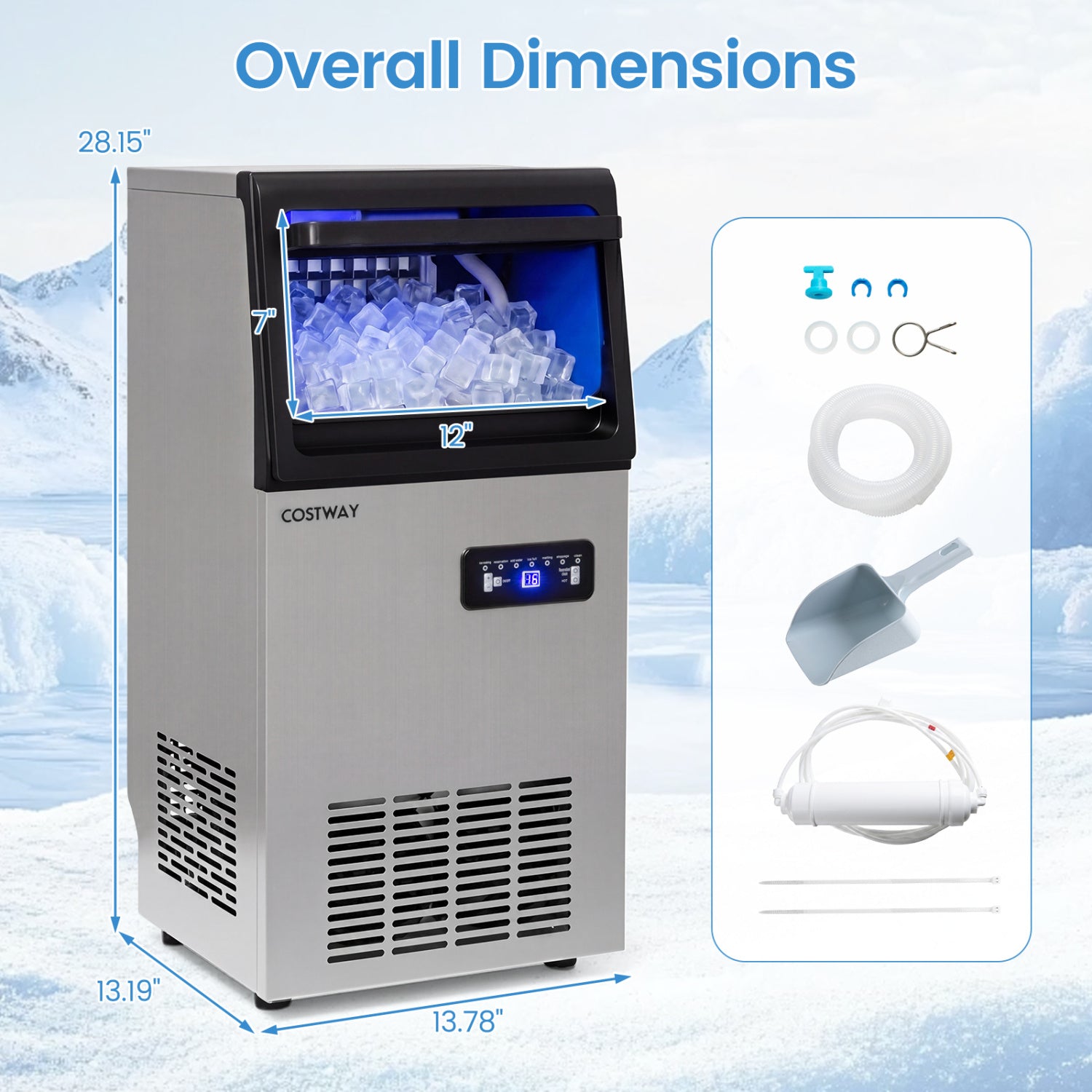 Commercial Ice Maker, Stainless Steel, 110 lbs/24H Ice Makers at Gallery Canada