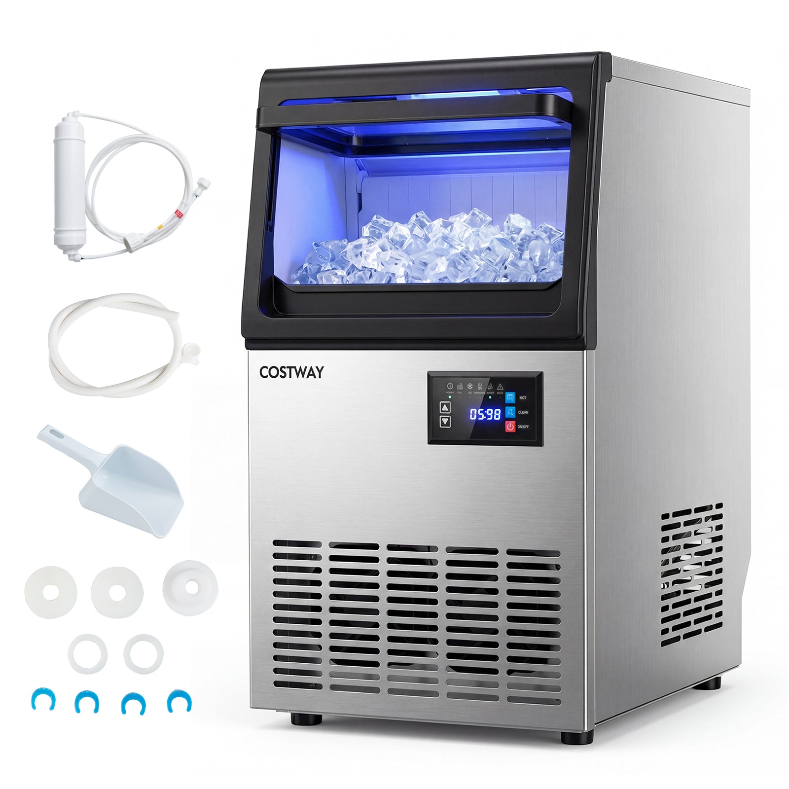 Stainless Steel Ice Maker, 30 LBS Capacity, 80 LBS Per Day, Black Ice Makers Black at Gallery Canada