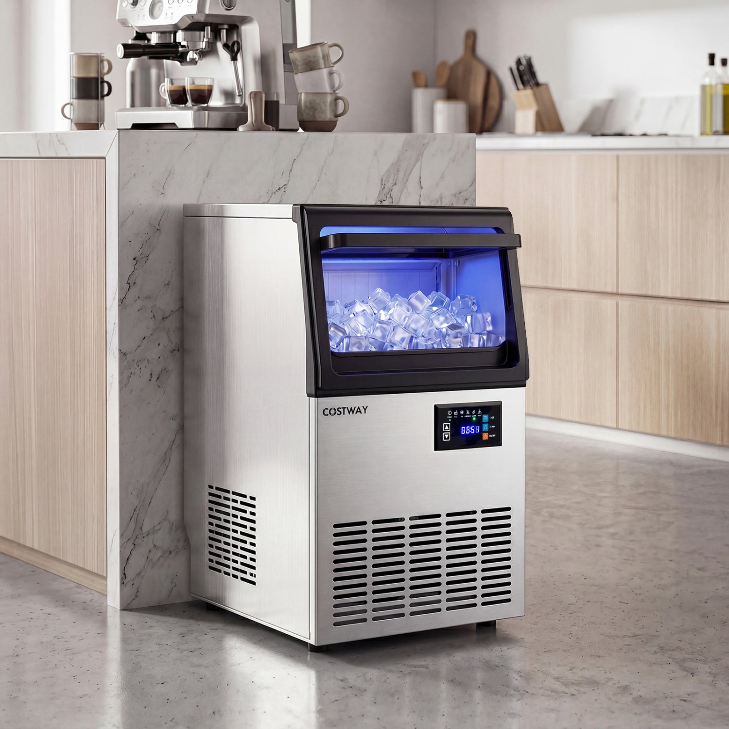 Stainless Steel Ice Maker, 30 LBS Capacity, 80 LBS Per Day, Black Ice Makers at Gallery Canada