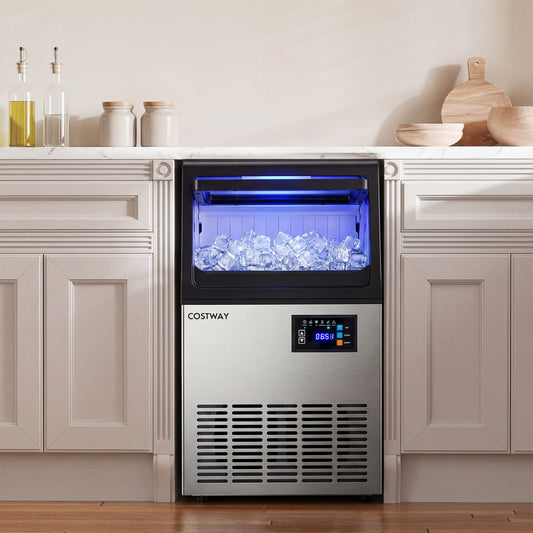 Stainless Steel Ice Maker, 80 Lbs Per Day, Hard Ice Machine, Clear Ice Makers Black + Silver at Gallery Canada