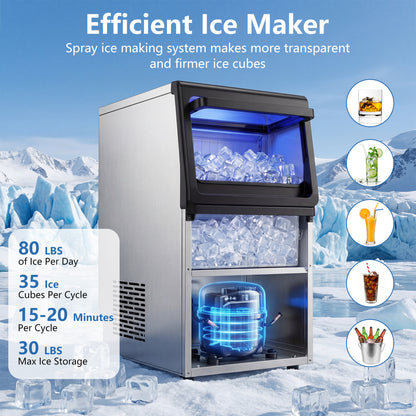 Stainless Steel Ice Maker, 80 Lbs Per Day, Hard Ice Machine, Clear Ice Makers at Gallery Canada