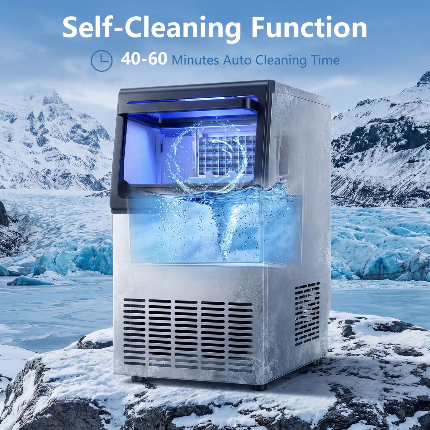 Stainless Steel Ice Maker, 80 Lbs Per Day, Hard Ice Machine, Clear Ice Makers at Gallery Canada