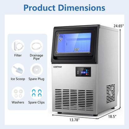 Stainless Steel Ice Maker, 80 Lbs Per Day, Hard Ice Machine, Clear Ice Makers at Gallery Canada