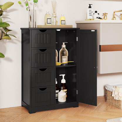 Standing Indoor Wooden Cabinet with 4 Drawers, Black Floor Cabinets at Gallery Canada