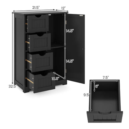 Standing Indoor Wooden Cabinet with 4 Drawers, Black Floor Cabinets at Gallery Canada