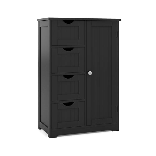 Standing Indoor Wooden Cabinet with 4 Drawers, Black